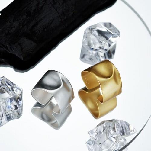 Amaiyllis S925 Sterling Silver Simple Irregular Tin Foil Ring Fashion Opening Matte Index Finger Ring Jewelry