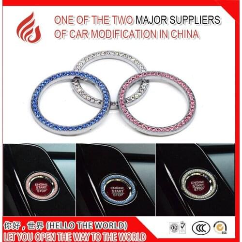 Car supplies one-button start button decorative ring hand-set diamond crystal ring stickers Car accessories