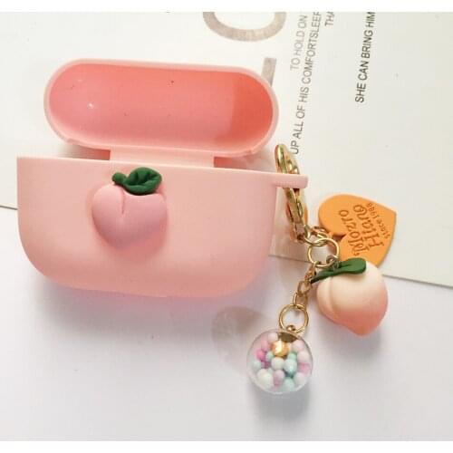 For Vivo Tws 2e Wireless Earphone Charging Box Accessories with Cute Peach Keychain Cover Case Silicone Protect Case