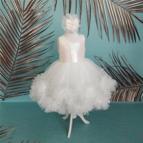 Kids Glitter Party Dresses Puffy Girls Sequined Dress Ball Gown Flower Girl Dresses New Year 2021