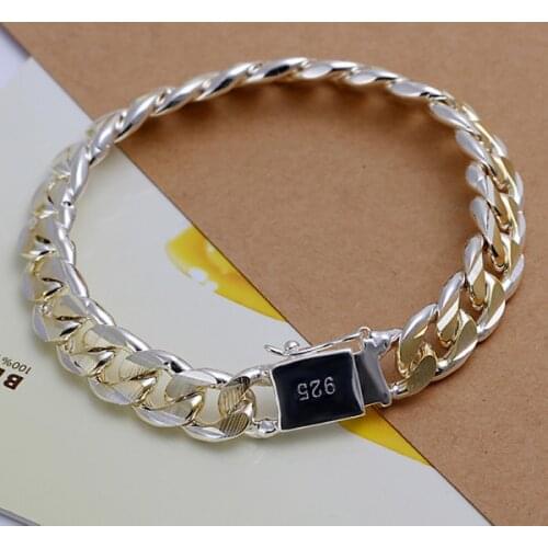 Fashion Jewelry 10mm Square Lock Bracelet Beautiful Fashion Elegant Silver Color Men Gold Color Bracelet High Quality