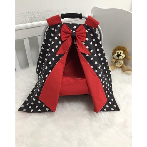 Jaju Baby Handmade, Red and Black Star Combination Stroller Cover and Inner Sheet, Stroller Cover, Stroller, Stroller Sheet