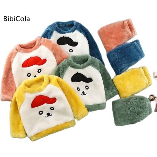 Kids Pajamas Sets Warm Pyjamas For Boys Thicken Girls Sleepwear Flannel Fleece New Winter Baby Thermal Homewear Set 1-8Y