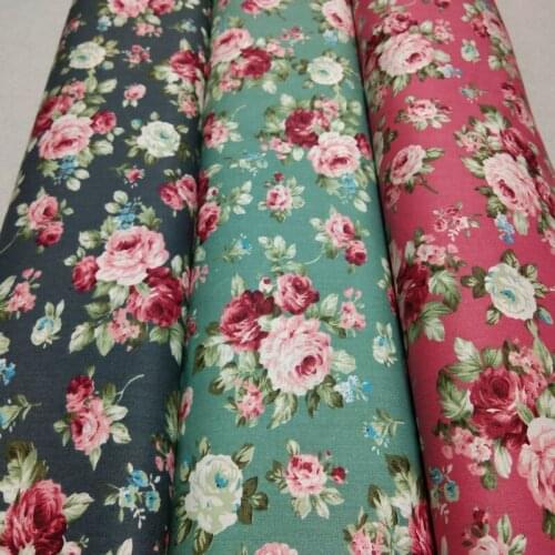 160cm Width Pink Green Grey Blooming Rose Flower Printed 100% Cotton Fabric Floral Fabric Patchwork baby cloth apparel dress hom
