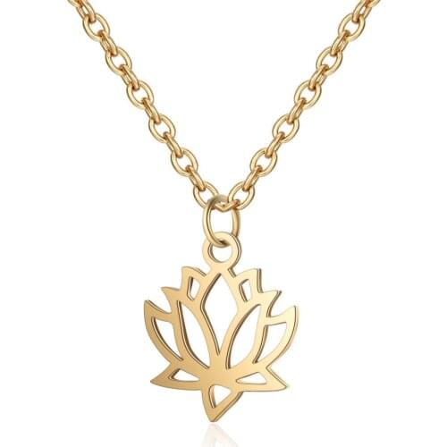 European and American fashion yoga lotus titanium steel necklace lotus stainless steel pendant jewelry necklace