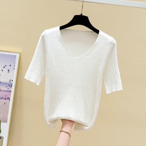 T-shirt summer new short sleeve ice silk T-shirt thin Korean Short slim top feminine temperament tight half sleeve