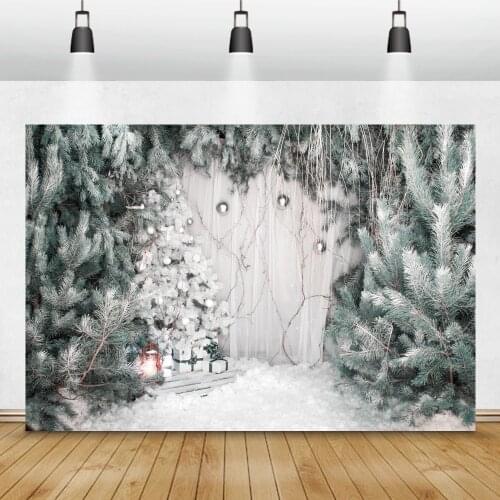 Laeacco Winter Heavy Snow Christmas Tree Pine Party Decor Outdoor Scenic Photographic Background Photo Backdrop For Photo Studio