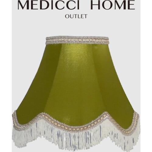 Medicci Home Luxury Silk Satin Lampshades Retro Light Apple Grass Green Modern European Hand-made Fringed Lamp Shade Replacement