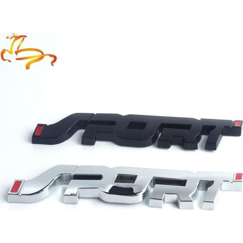 Metal 3D Chrome Silver / Black Auto Car Trunk Racing SPORT Word Letter Logo Emblem Badge Decal Sticker