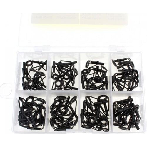 80pcs mixed Sizes Fishing Rod Guide Tip Fish Pole Repair Kit Line Rings Eyes Set High Stainless Steel Fishing Rod Guides Kit