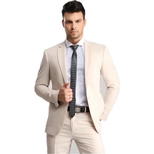 Latest mens pure color slim two-piece wedding the groom suit mens suit jacket formal occasions (jacket + pants)