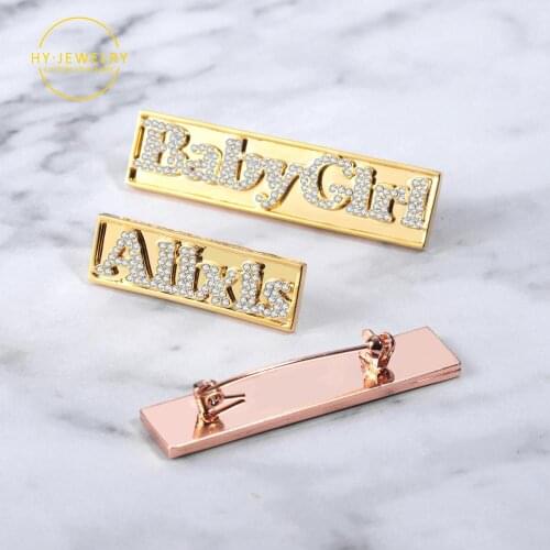 Personalized Custom Square Name Brooch/Initial Letter Lapel Pin Stainless Steel Name Handmade Jewelry 3D effect brooch Women Men
