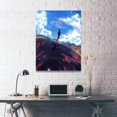 Canvas Printed Sky Blue Anime Japan Wall Art Poster Paintings Boy Modern Home Decor Modular Pictures No Frame For Living Room
