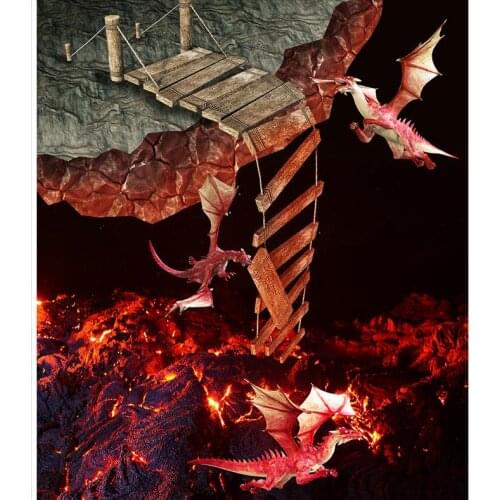 Custom 3D Painting Floor Wallpaper PVC Adhesive Volcanic Lava Floor Fire-breathing Dragon 3D Floor Painting 3D Wallpaper