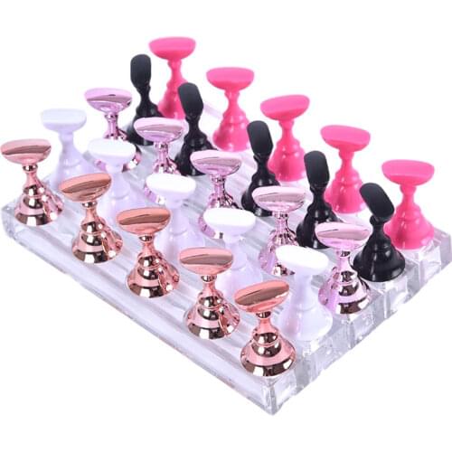Profession Magnetic False Nail Holder Practice Training Display Stand Base Alloy Showing Shelf DIY Manicure Accessories Tool Set