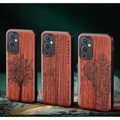 Shockproof Wooden Case for Oneplus 9 Pro Case 3D Carved Relief Cover for One plus 9 Pro Oneplus9 Oneplus 9R wood Soft TPU Funda