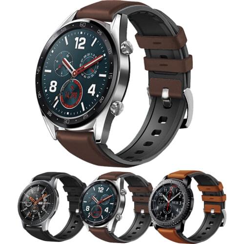 20 22mm Leather Silicon Watchband For Samsung Galaxy Watch 42mm Watch Band Strap Bracelet for For Huawei Watch GT2