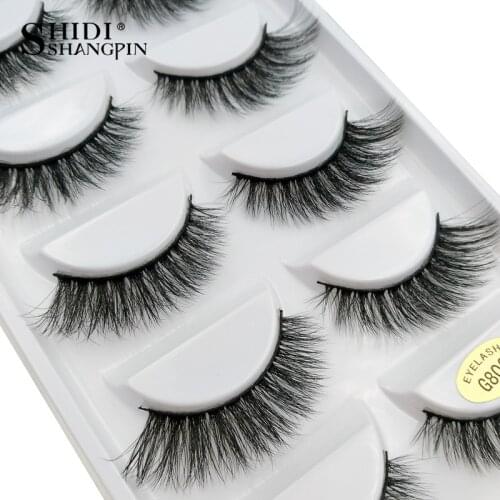 LANJINGLIN 5 pairs natural false eyelashes long extensiong lashes 3d mink make up wholesale faux mink eyelashes for beauty
