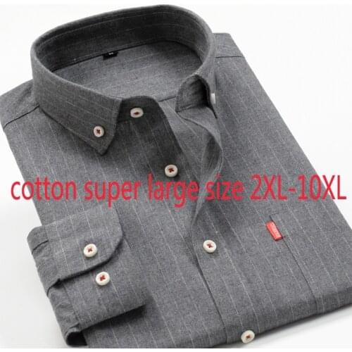 New Arrival High Quality Fashion Super Large Oxford Textile Men Cotton Stripe Long Sleeve Plaid Casual Shirts Plus Size 2XL-10XL