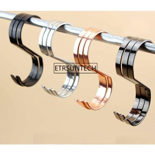 Stainless Steel S Shaped Hooks Clothes Hanger Silver/Black/Rose Gold Pants Bag Hanger Rack Home Store Storage