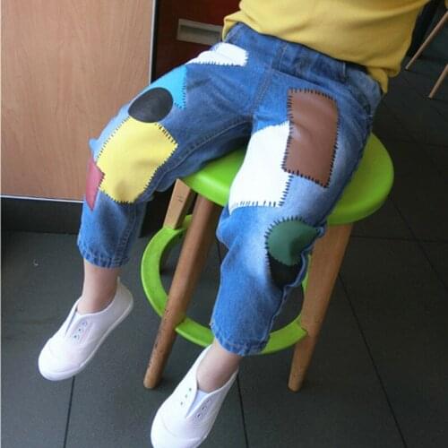 Harem trousers for boys and girls 2019 spring, summer and fall color stitching childrens fashionable kids trousers