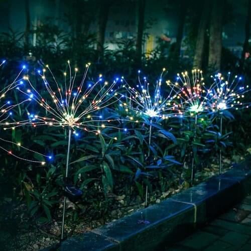 150 LED Solar Powered Firework Lights Outdoor Waterproof Fairy Garland String Lawn Street Lamp Home Garden Holiday Decoration