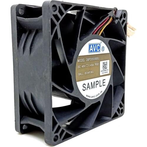 AVC DBP0938B8U 9038 DC 48V Violent High Speed Large Air Volume Dual Ball Fan 9cm 4-wire PWM Temperature Control Inverter Fan