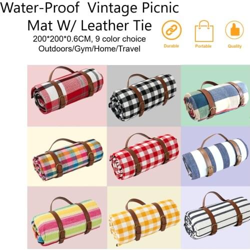 Vintage Spring Picnic Mat 200*200cm Foldable Mat Plush Camping Mattress Beach Blanket Plaid Sleeping Pad Moisture Proof&Portable