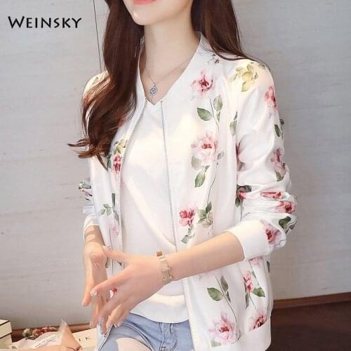 Women Thin Print Baseball Jackets 2019 New Coat Women Fashion Youth Bomber Jackets Casual Style Baseball Uniform