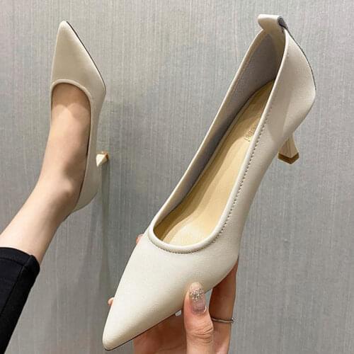 2021 Autumn New Fashion Soft Leather Pointed Toe Spike High Heels Women Shoes 38 39 40