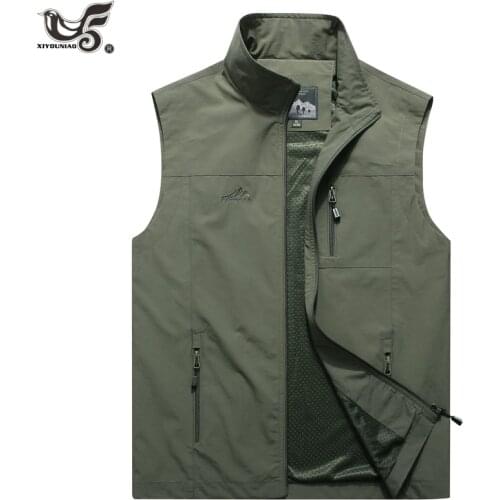 Outdoor Casual Mens Vest Multi-pockets Zipper Jackets Sleeveless Male Photography Sports Fishing Military Tourism Drift Vests