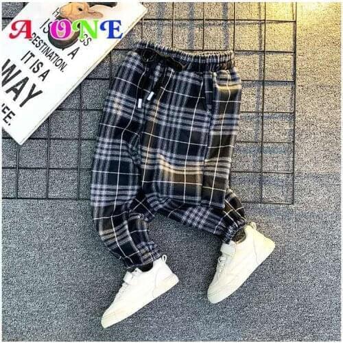 Winter Boys Pants Kids Pants Boys Clothes Baby Fashion Plus Velvet Plaid Pencil Pants 2 To 10 Yrs