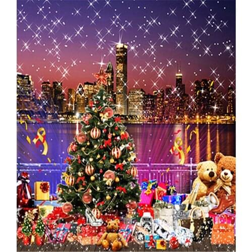 Gold Christmas Tree Photography Background Backdrop 3x5 White Snow Photo Backdrop for Family Photo Booth Camera Fotografia