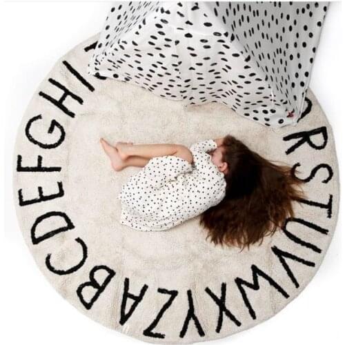 150cm crawling mat with 26 letters round mat childrens play mattress tent pad childrens room soft outfit