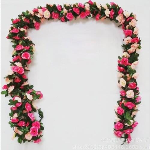 2.5M 45 Heads of Artificial Roses Azaleas Rattan Plants Living Room Wedding Party Artificial Flower Vine Decoration