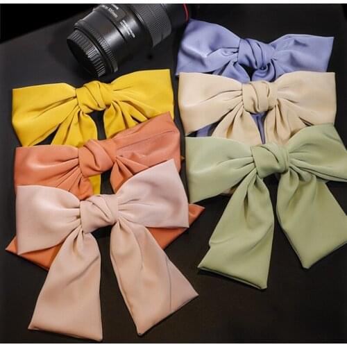 2020 Vintage Silk Cloth Big Bow Hair Accessories Women Girls Headwear gumki do wlosow Hair Clips hair ties gumka do wlosow