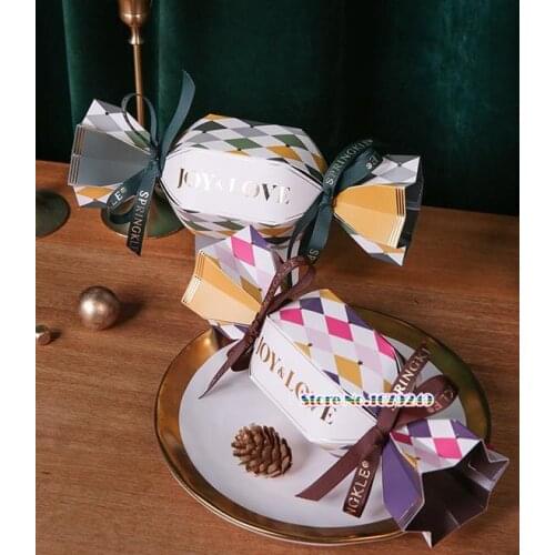 23*6.5*6.5cm wedding candy Box with Ribbon Wedding Favors Baby Shower Candy Boxes for Girl Boy Birthday Party Suppliy