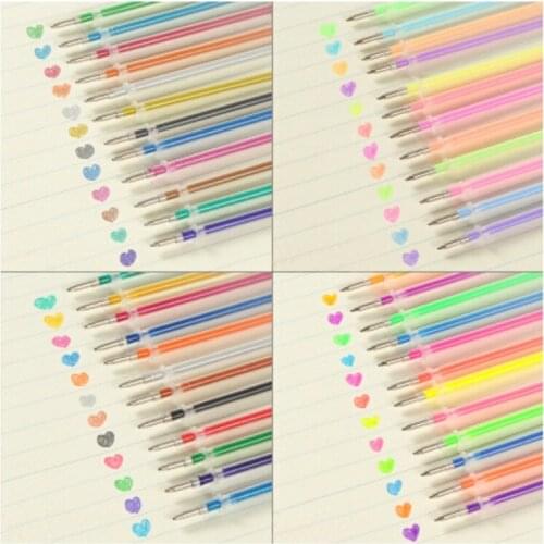 24/48 pcs/lot DIY Party Fluorescent Gel Pen Refills Multicolor Watercolor Brush Pen Refills Colorful Paintings Gift baby shower