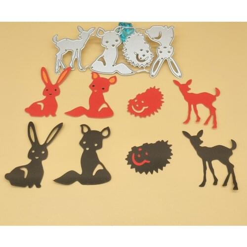 4 animal rabbit, fox, deer, hedgehog Metal cutting knife mold Scrapbook stamps Paper card photo album decoration