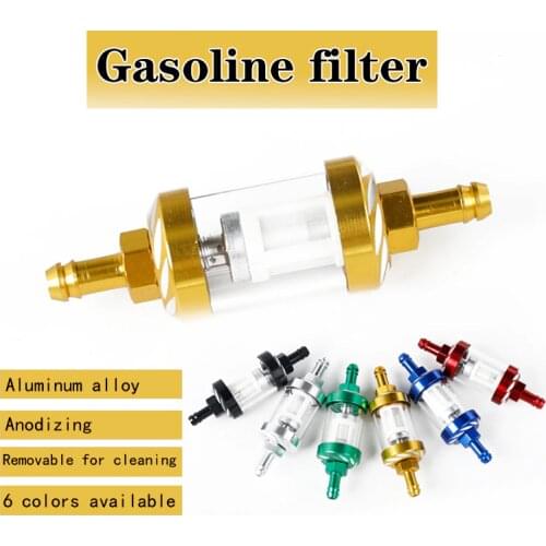6mm/8mm CNC Aluminum Alloy Glass Gas Fuel Oil Filter Motorcycle Gas Fuel Gasoline Oil Filter for ATV Bike Moto Accessories