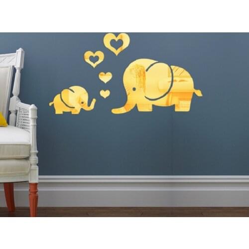 Love Elephant Acrylic Mirror Wall Sticker 3D Bedroom Living Room Decor Mirror Sticker DIY Decal Removable Art Baby Kids Room