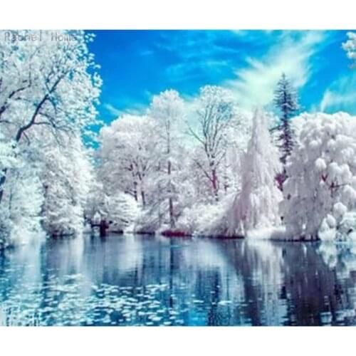 Diamond Embroidery Diy Diamond Painting Cross Stitch Kits Diamond Mosaic Snow lake Full Square Diamond Embroidery CS143
