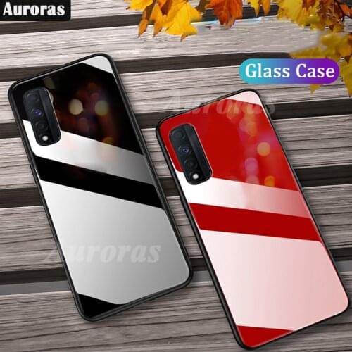 Auroras Case For Realme 7 4G Tempered Glass with Soft Frame Shockproof Back Cover For Realme Narzo 30 5G Funda