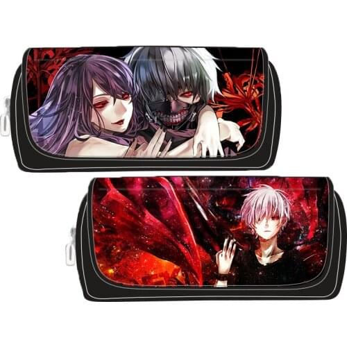 Tokyo Ghoul Anime Makeup case Kaneki Ken Large Pencil Bag Nylon Zipper Stationery Storage Kawaii Pencil Case Cute Coin Pouch