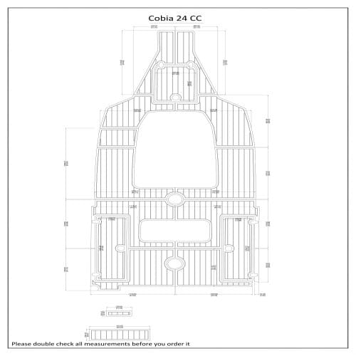 Cobia 24 cc Swim Platform and Cockpit Boat EVA Faux Teak Decking Floor Pad