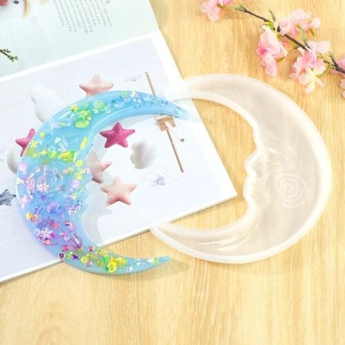 DM141 2pcs Moon Resin Mold Wall Decoration Crystal Hanging Ornaments For Epoxy Silikon Recina Para Manualidades Silicona