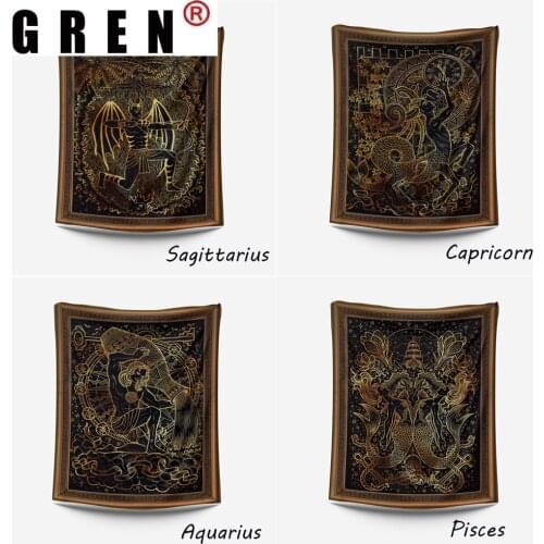 GREN Constellation Tarot Tapestry Wall Hanging Covering Rugs Background Cloth Beach Mat Blanket Art Bedroom Dorm Home Decor