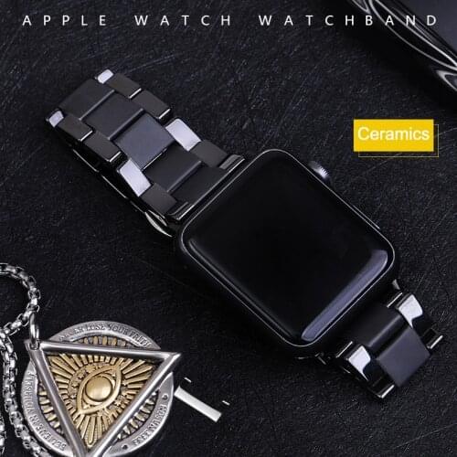 Ceramic Strap for Apple Watch Series 6 SE 5 4 3 iwatch 42mm 38mm Metal Butterfly buckle bracelet apple watch band 44mm 40mm