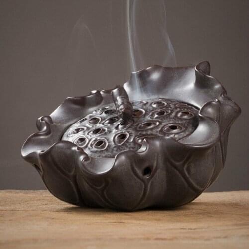 Ceramics Vaporizer Incense Burner Smoke Fountain Lotus Aroma Diffuser Living Room Incense Burner Encensoir Home Decor DB60XX
