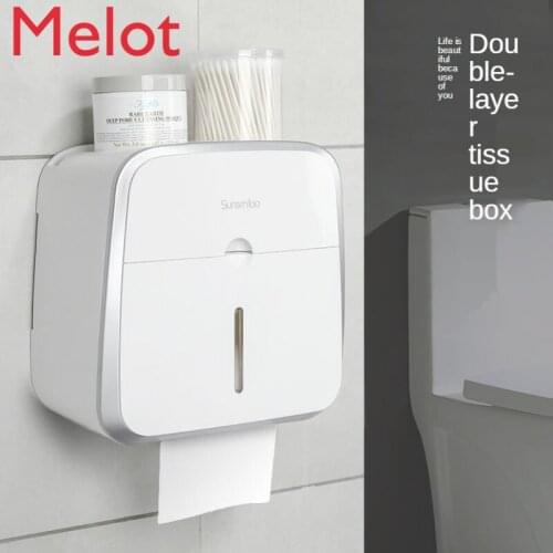 Tissue Box Toilet Paper Storage Rack Wall-Mounted Paper Extraction Box Punch-Free Bathroom Tissue Holder Waterproof